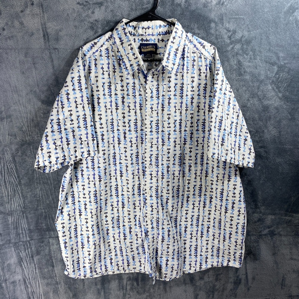 Cremieux Collection Button Shirt Mens 3XT Blue Geometric Abstract Print Cotton